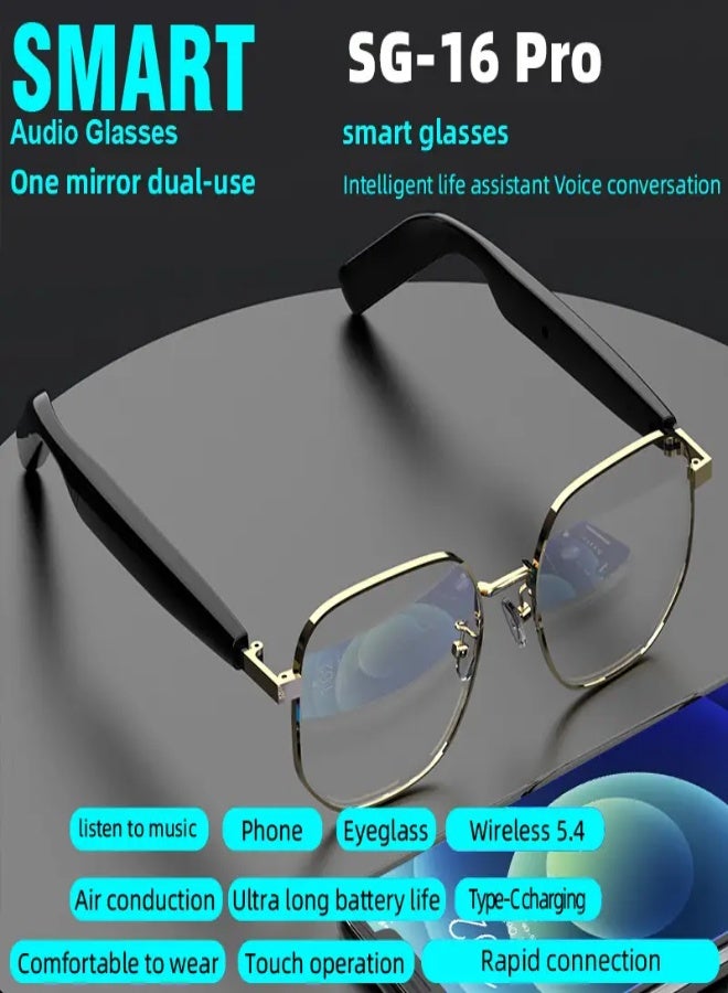 SG-16 Pro Smart Audio Glasses | Hi-Fi Stereo Bluetooth 5.4 Smart Glasses with Touch Control, Built-in Microphone, 360° Surround Sound, Voice Assistant  Type-C Fast Charging – Wireless Eyewear for Music, Calls, Sports  Driving - Image 4